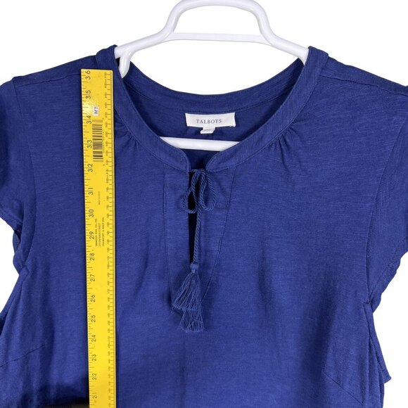 Talbots Womens XL Blue sleeveless Tunic Dress Tassel Tied Pockets Golf Preppy - Picture 11 of 14